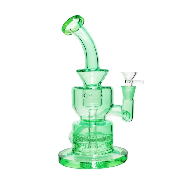 Neon Bent Neck with Honeycomb Percolator and Thick Base Water Pipe - Image 2