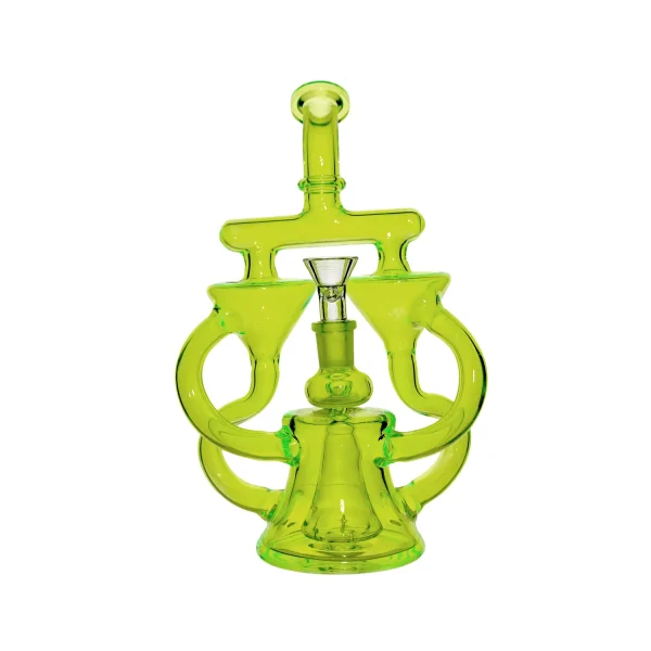 Neon Double Recycler with Pyramid Percolator Water Pipe - Image 3